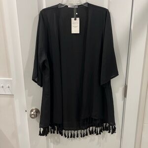 Black Tassel Kimono Cardigan